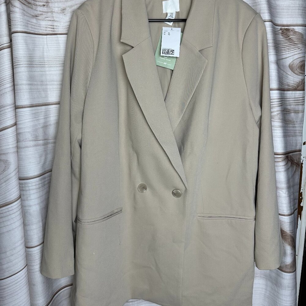 H&M Tan Oversized Double Breasted Jacket